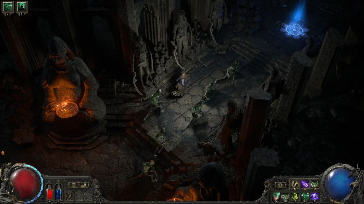 Players characters in Path of Exile 2 locating the Candlemass boss