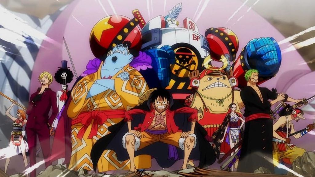 The Straw Hat Pirates in the One Piece anime. 