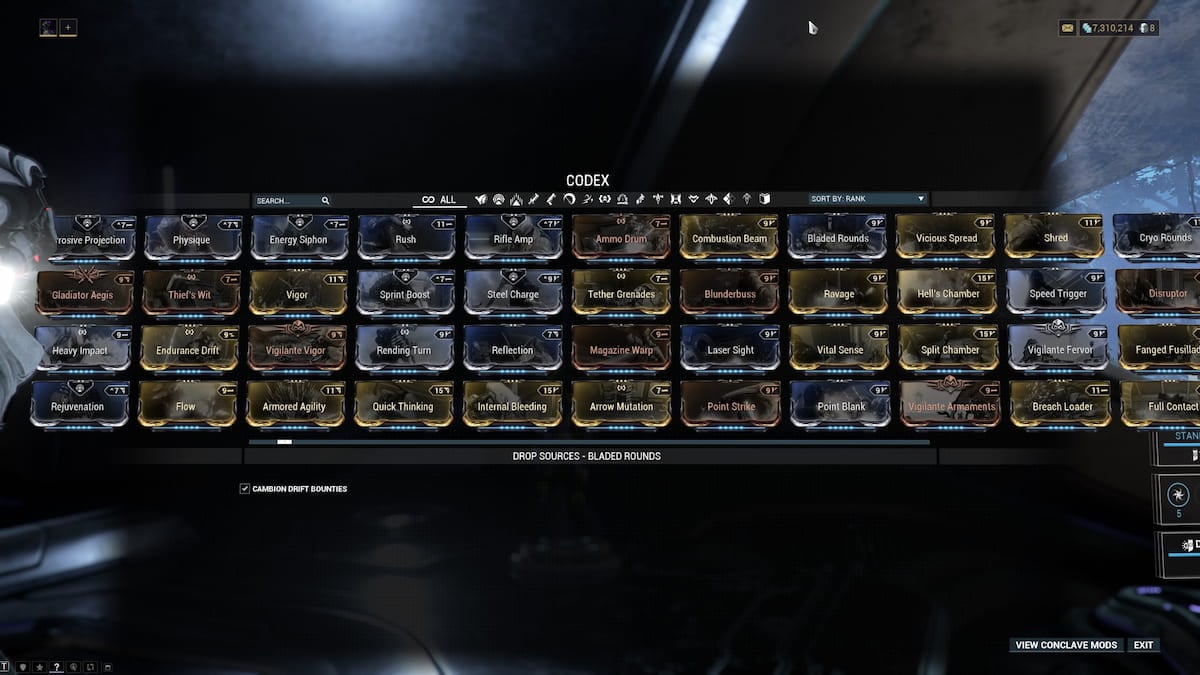 Warframe Mod Codex