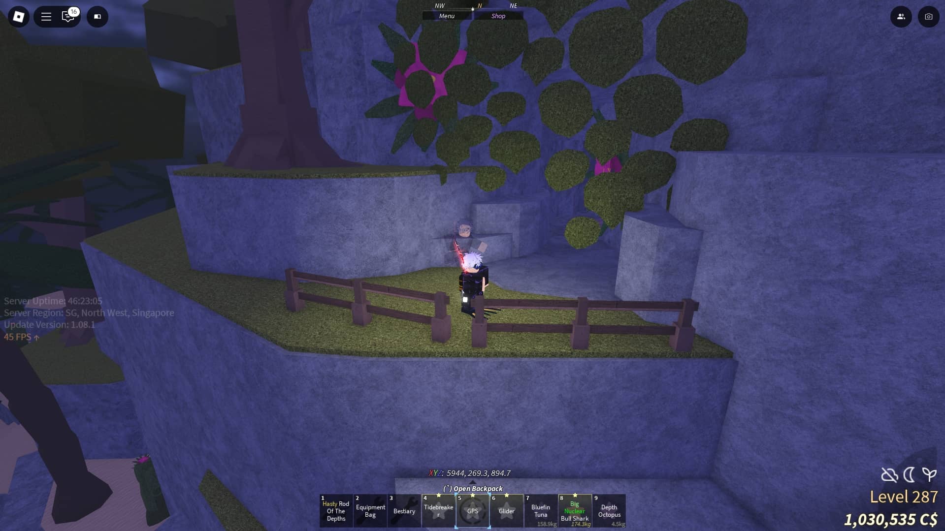 Entrance to the cave of the Eclipse Totem in Fisch Roblox experience