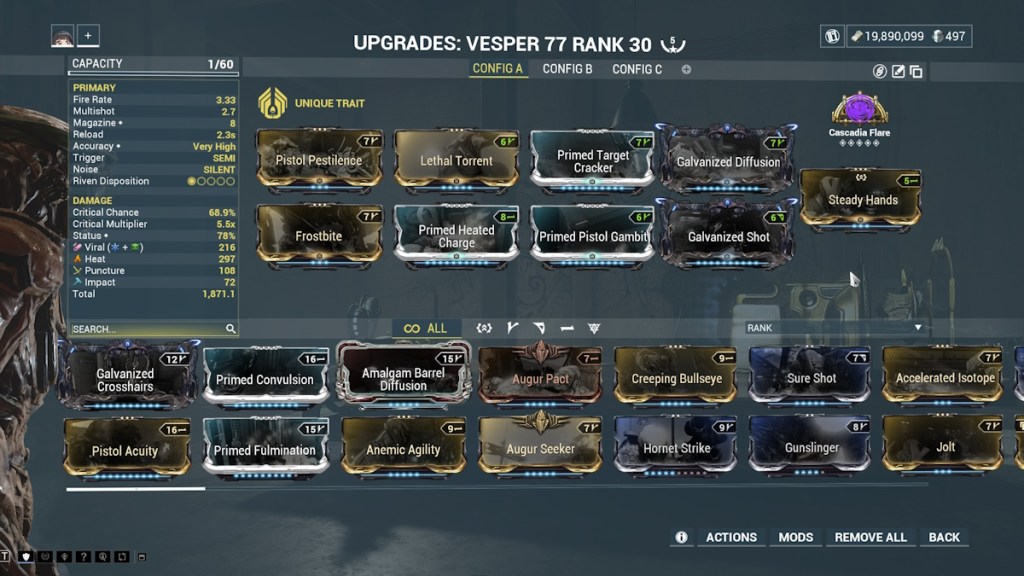 Warframe Vesper 77 mods