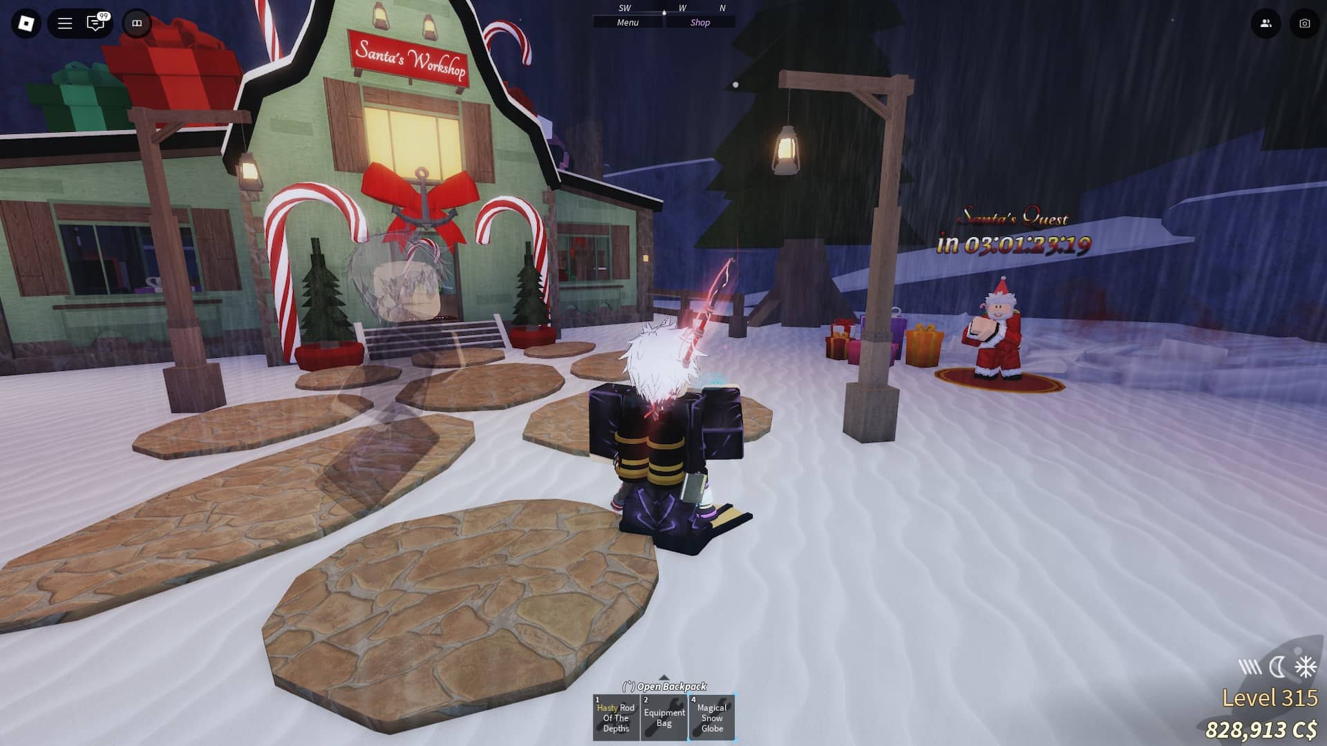 Winter Village Santa's Quest area in Fisch Roblox