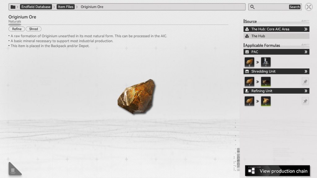 Originium Ore in Arknights: Endfield