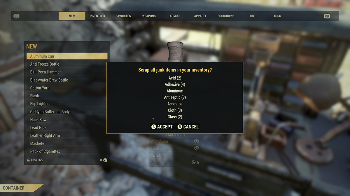 Fallout 76 scrap junk items