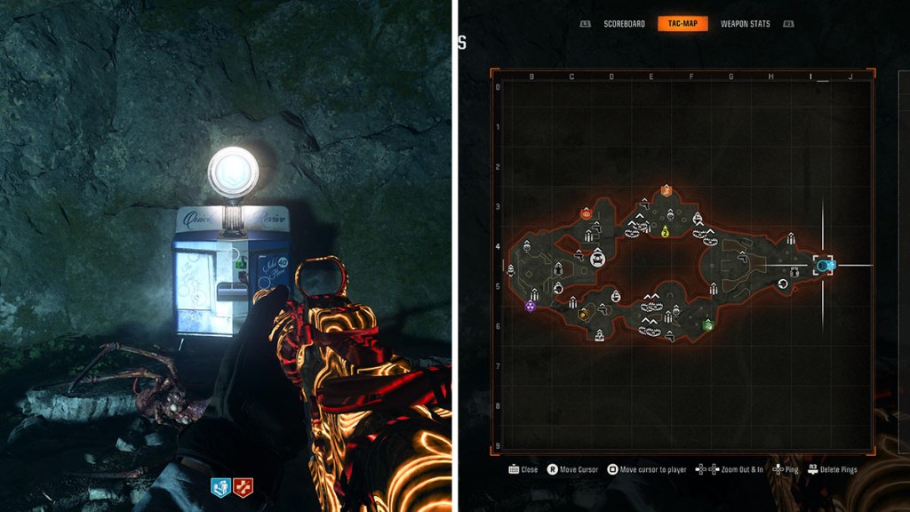 The location of the Quick Revive machine in Black Ops 6 The Tomb.