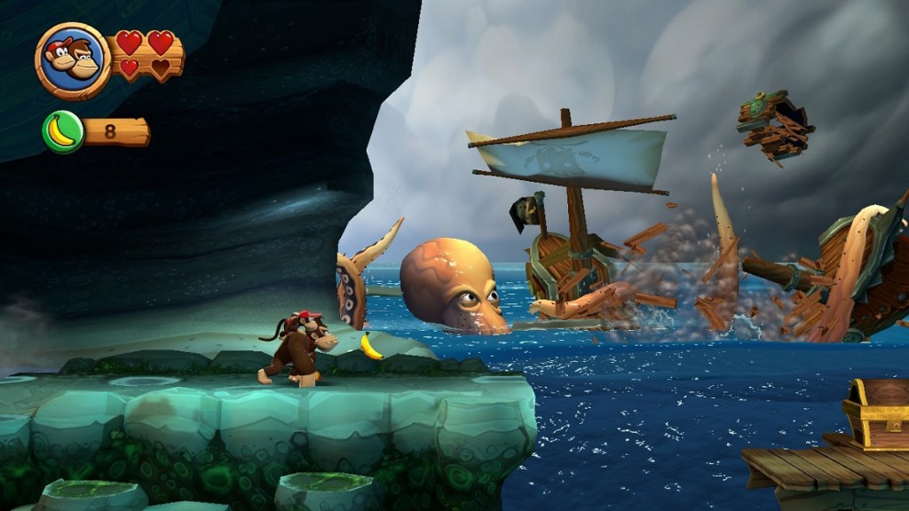 Donkey Kong Country Returns HD that level with an octopus