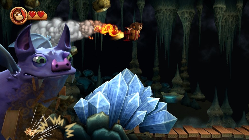 Donkey Kong Country Returns HD that rocket level with the bat.