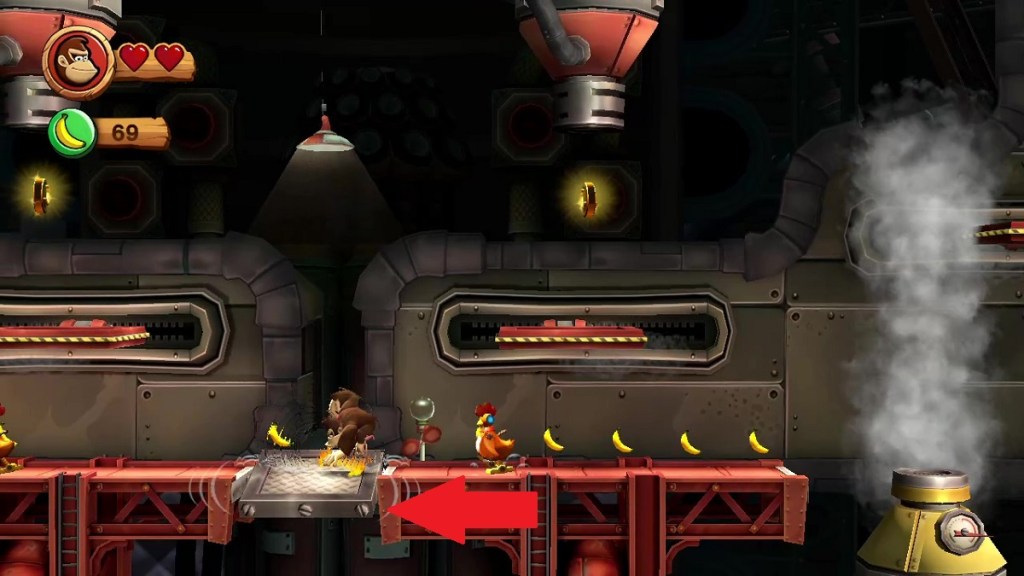 Donkey Kong Country Returns third red button location 7-7