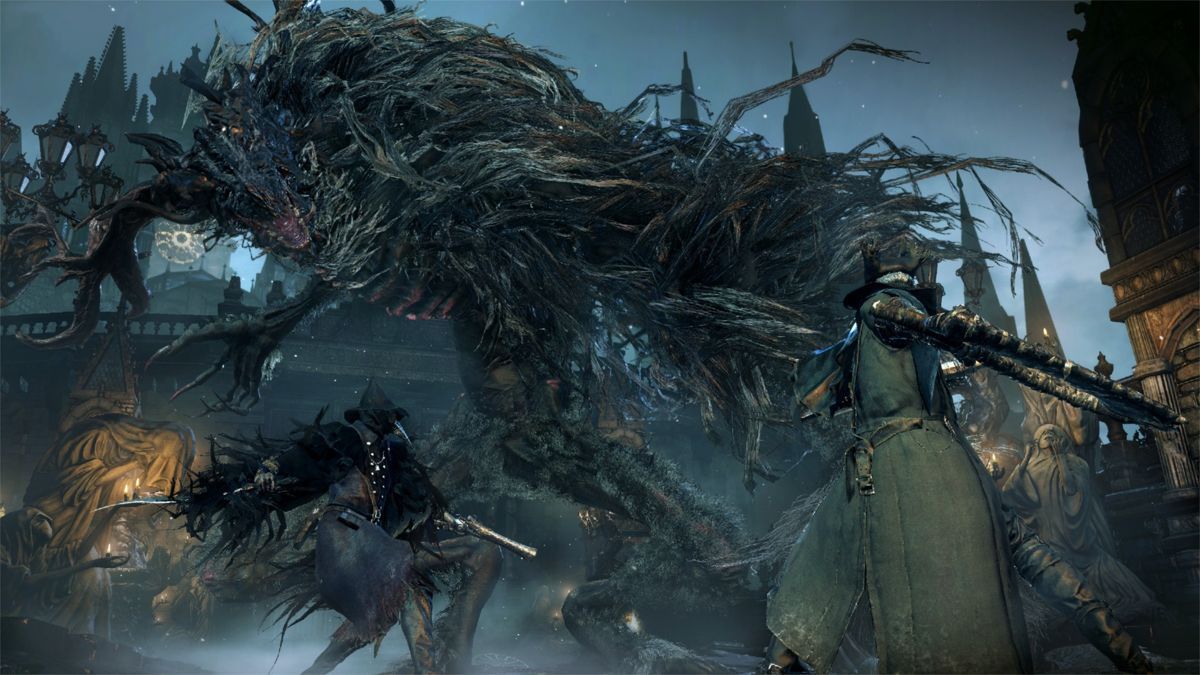 The Hunter fighting the Cleric Beast.