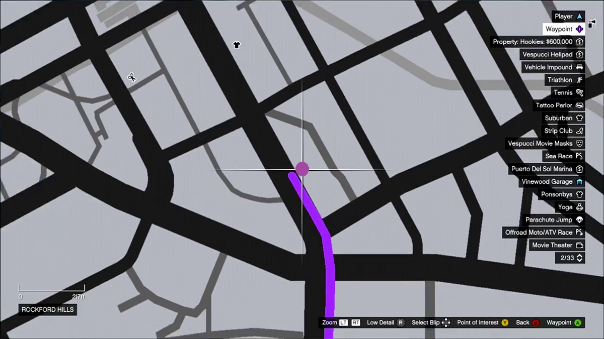 Screenshot of the GTA V map