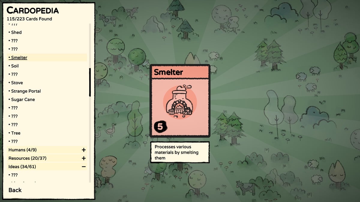 A card of the smelter in Stacklands