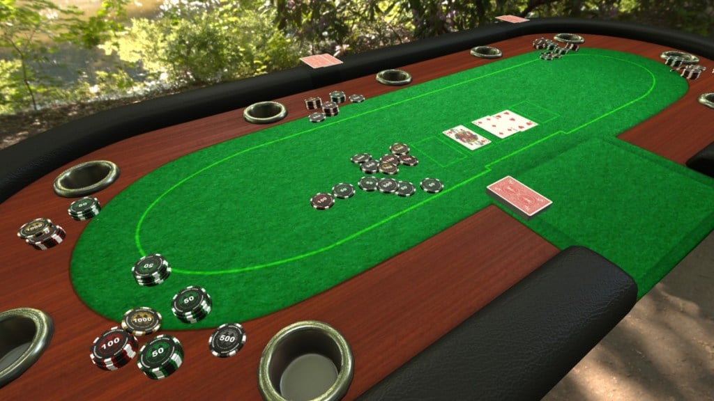 A casino table with cards in Tabletop Simulator