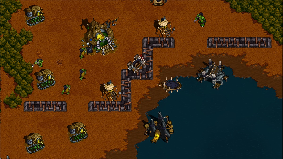 A top-down view of a village in Warcraft 2