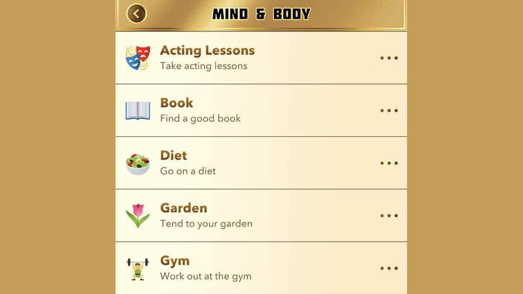 BitLife gym in the activity menu