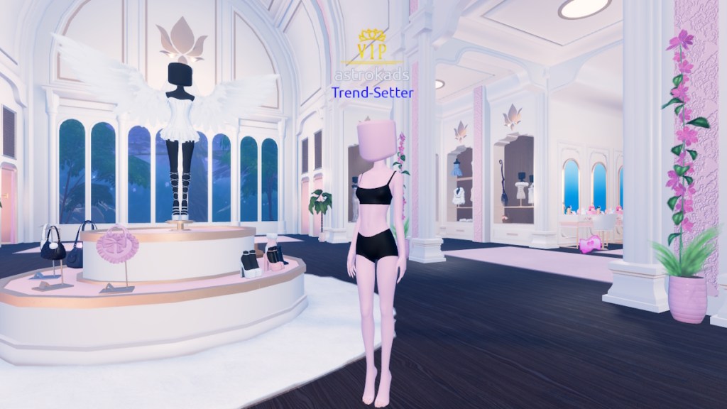 A player stands in the VIP room in Dress to Impress