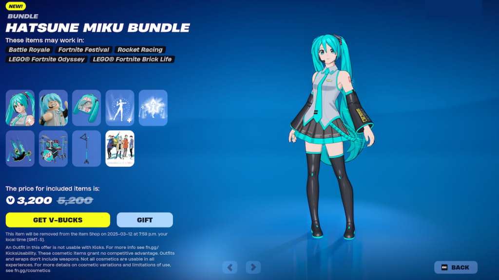 Hatsune Miku in Fortnite item shop