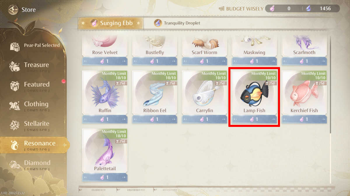 Purchase Lamp Fish with Surging Ebb in Infinity Nikki