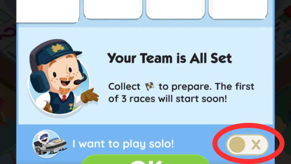 Monopoly GO Tycoon Racers solo button