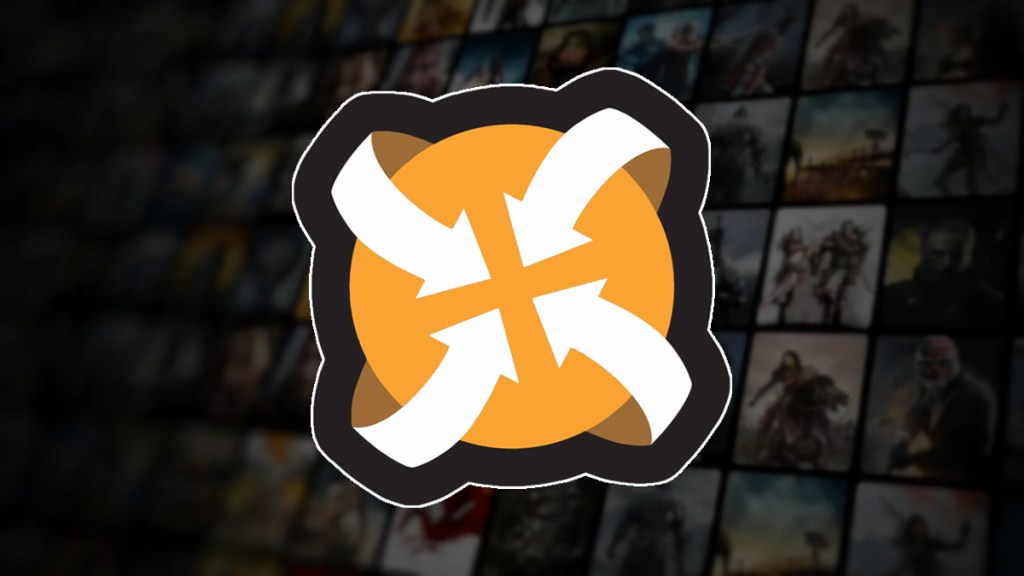 The orange and white Nexus Mods logo on a dark background that shows blurry images from video games.