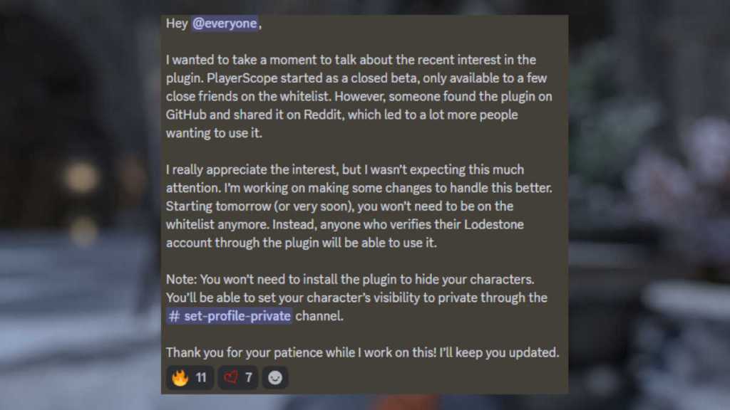 Statement from the developer of PlayerScope about changes to the "whitelist" system of the plugin