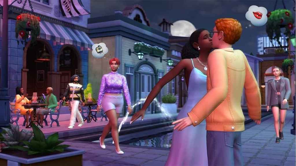 Sims out on the town at night