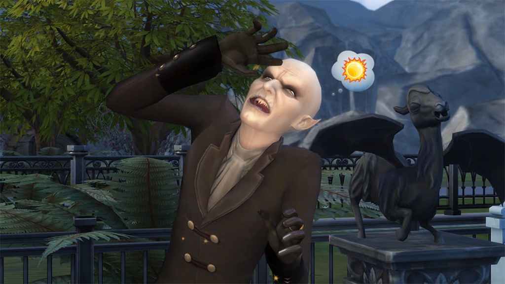 A vampire Sim burning in the sun