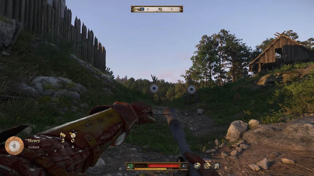 Henry tests out the hand cannon in Kingdom Come: Deliverance 2.