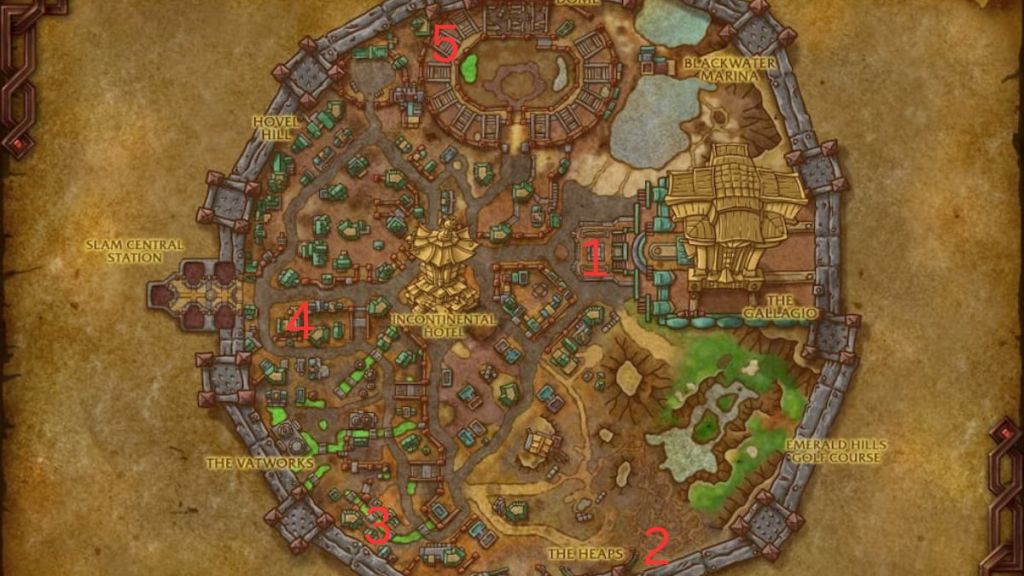 All grabbable rat locations in World of Warcraft, marked on a map.