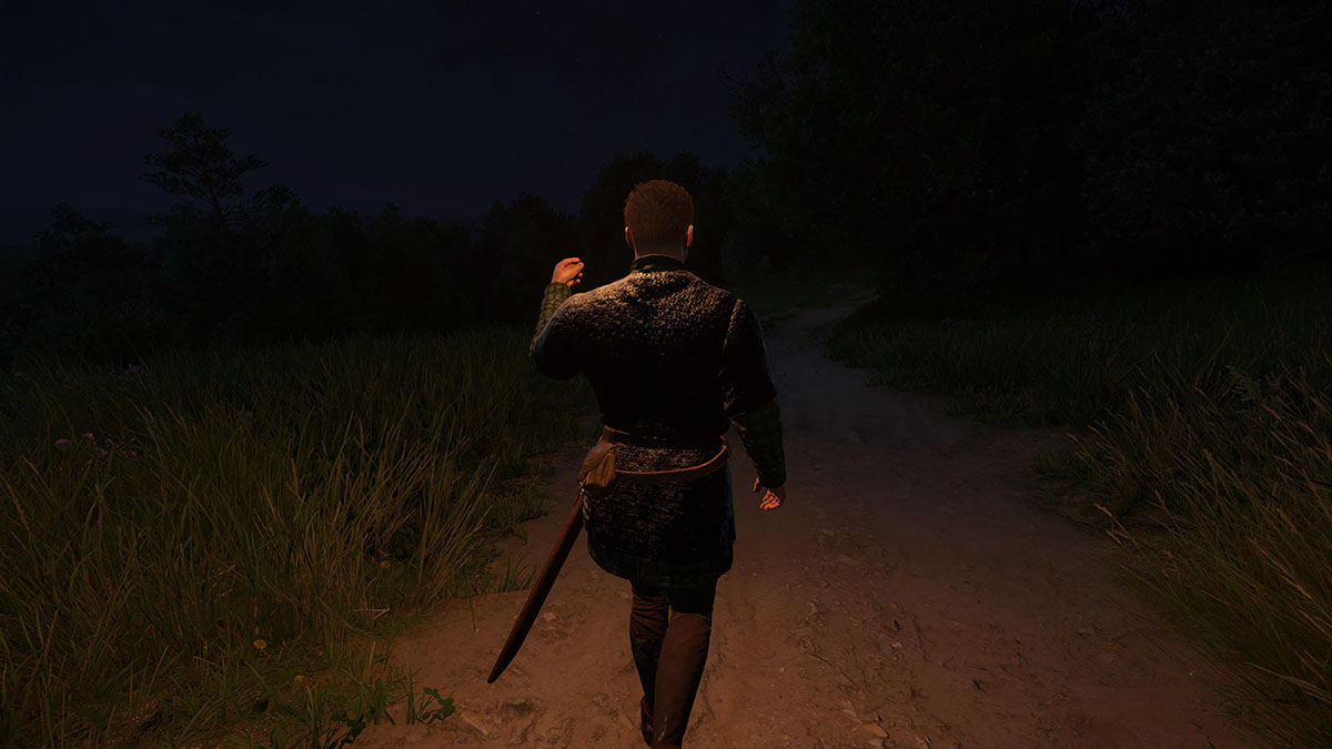 Henry walking at night in Kingdom Come Deliverance 2.