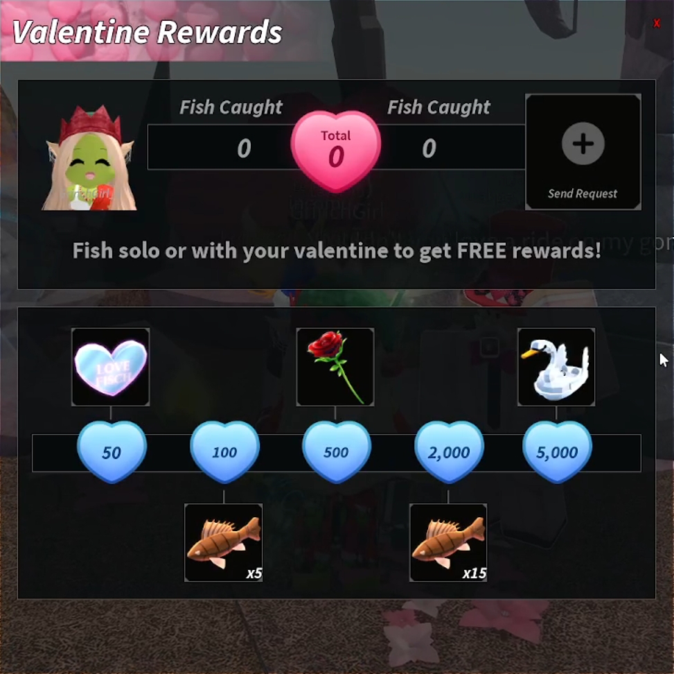 Valentine Rewards from Roblox Fisch