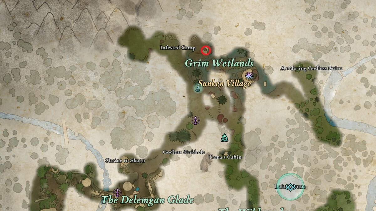 Screenshot of the Totem of Defiance Idol of Covert Plots map location.