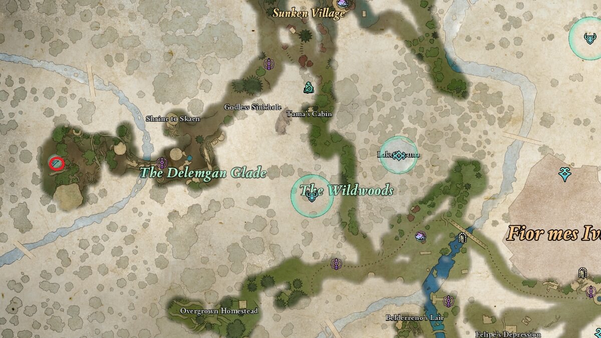 Screenshot of the Totem of Defiance Obsidian Prayer Beads map location.