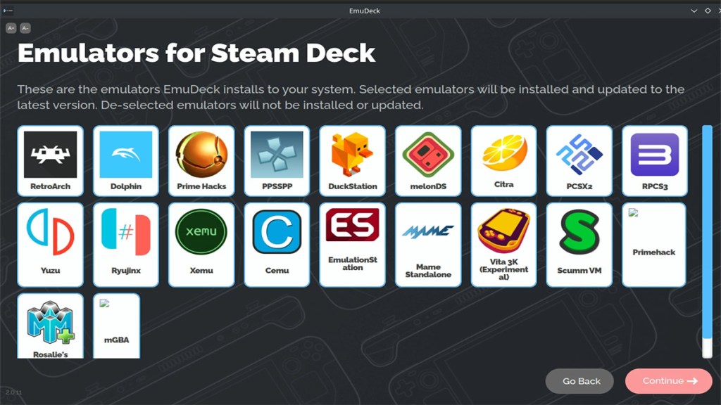 A list of emulators in EmuDeck