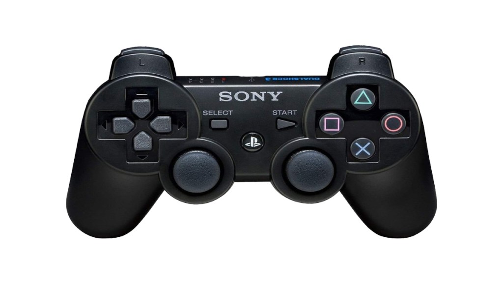 A DualShock 3 on a white background