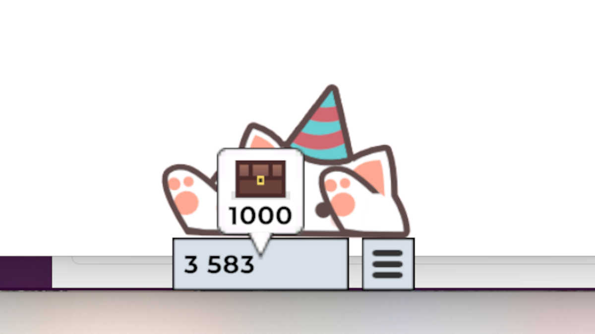 Bongo Cat desktop buddy with a treasure chest