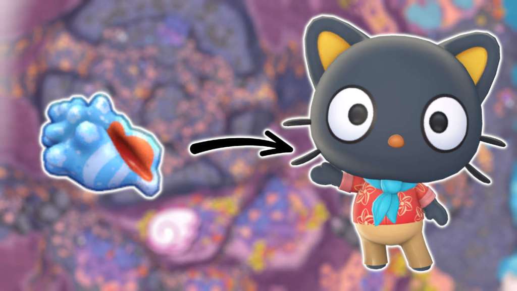 Chococat and the Blue Echo Conch in Hello Kitty Island Adventure