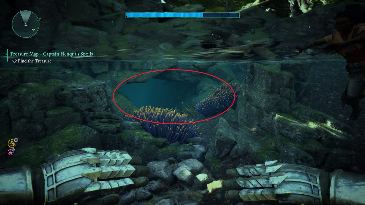 Underwater entrance to Captain Henqua's treasure