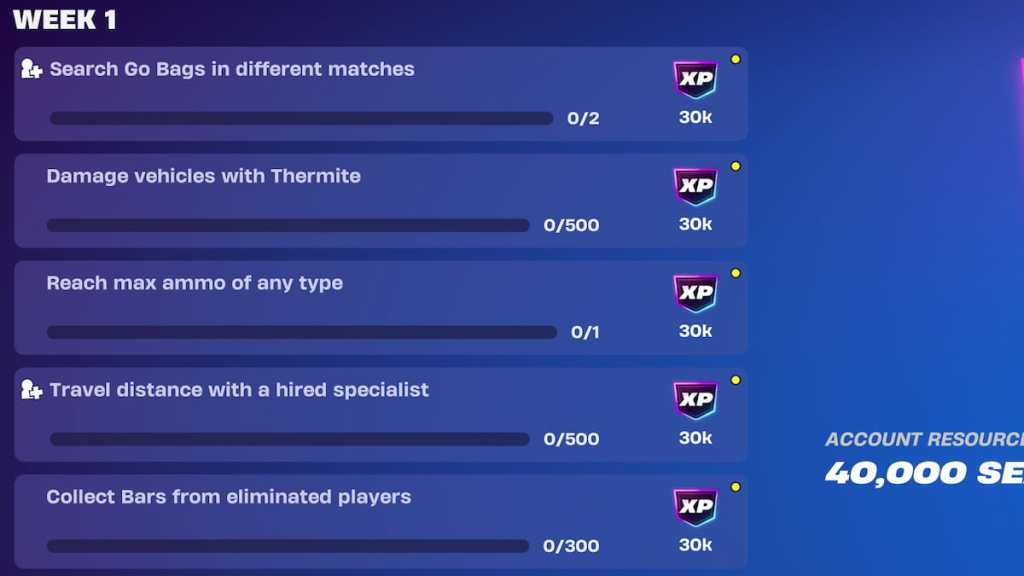 Fortnite Chapter 6 Season 2 week one quests