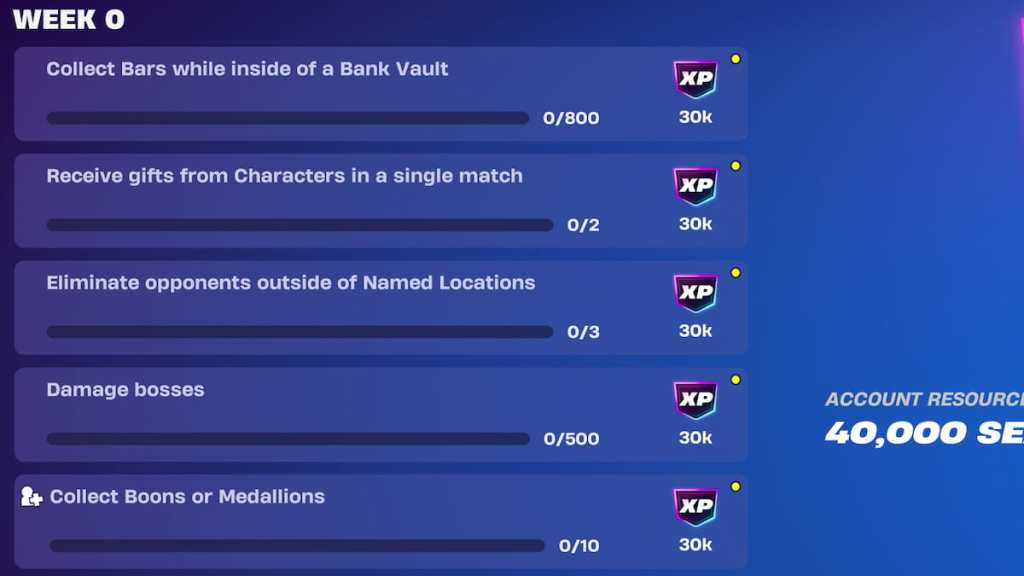 Fortnite Chapter 6 Season 2 week zero quests