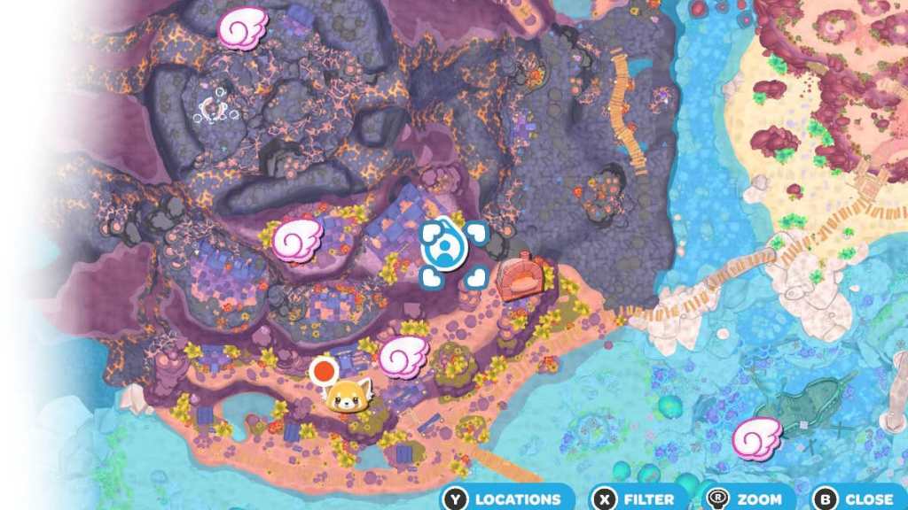 Hello Kitty Island Adventure Upper Ruins golden chest map location