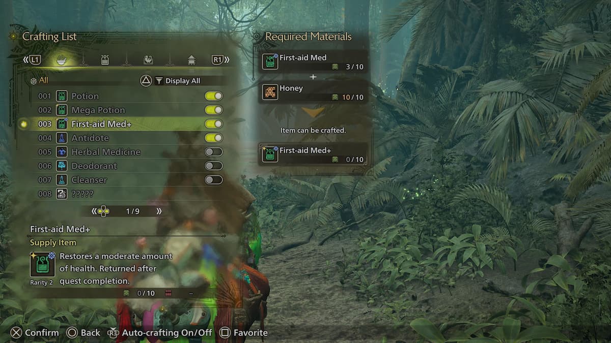 Crafting First Aid Med in Monster Hunter Wilds