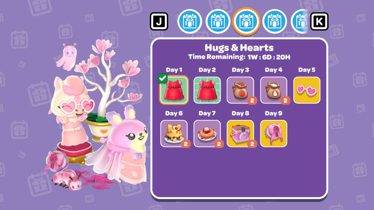 Hugs & Hearts daily event rewards in Hello Kitty Island Adventure