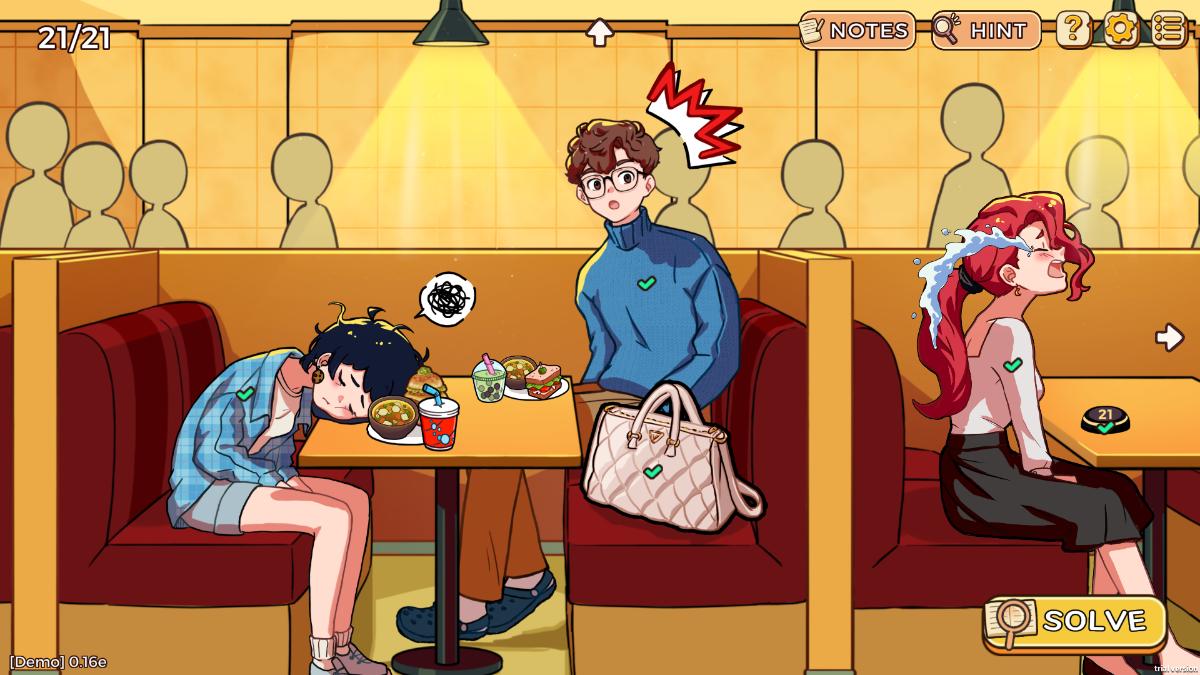 A diner from Little Problems. A woman rests her head on the table while a man looks confused to a girl who is crying loudly.