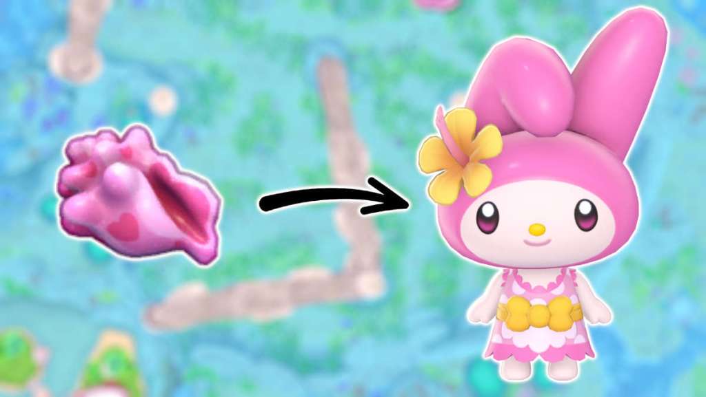 My Melody and the Pink Echo Conch in Hello Kitty Island Adventure