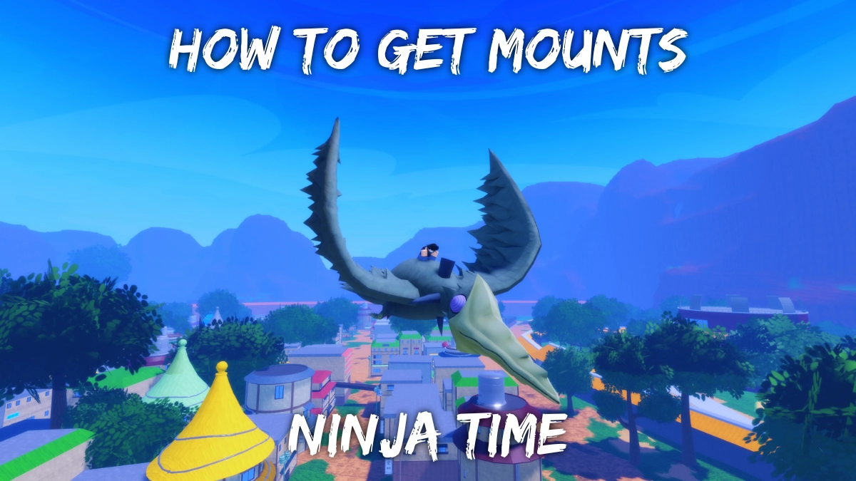 A player riding the Bird Invocation Purple Eyes Clan mount in Ninja Time Roblox experience