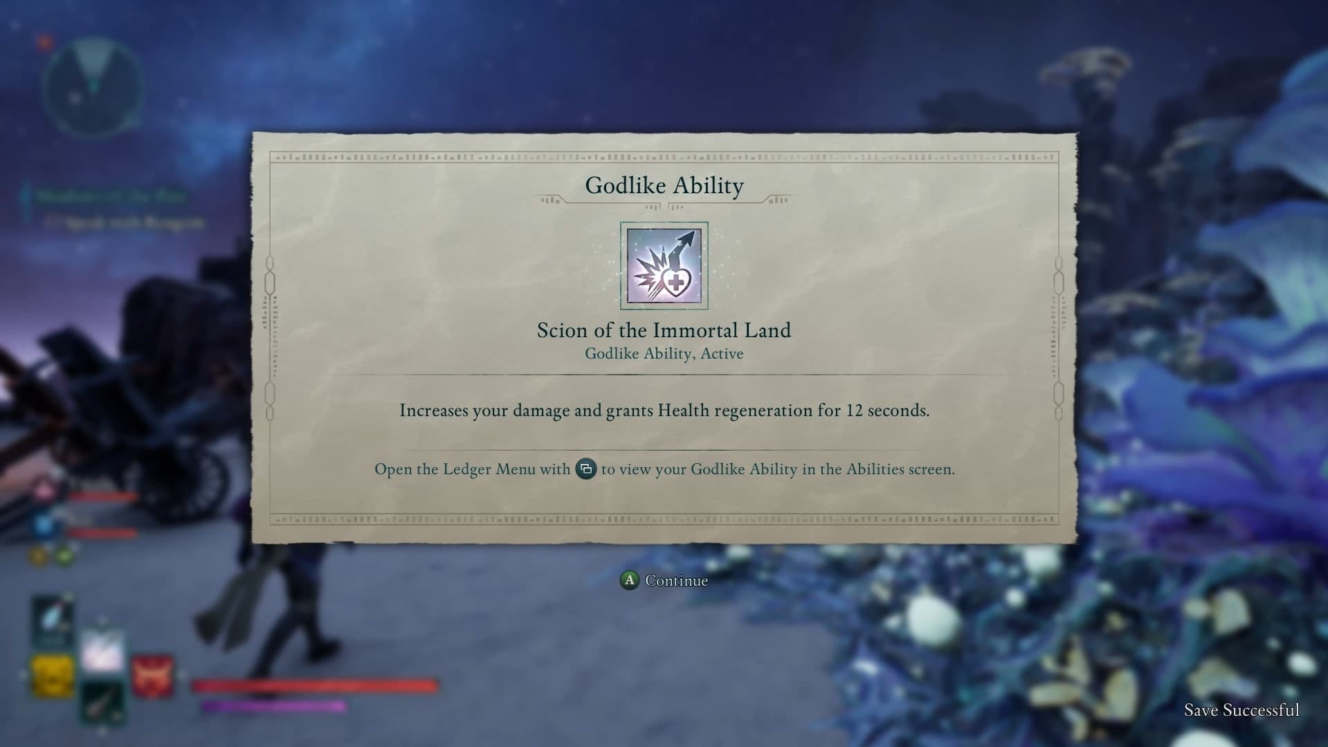 The Scion of Immortal Land Godlike ability description after choosing to destroy the ruins in Avowed