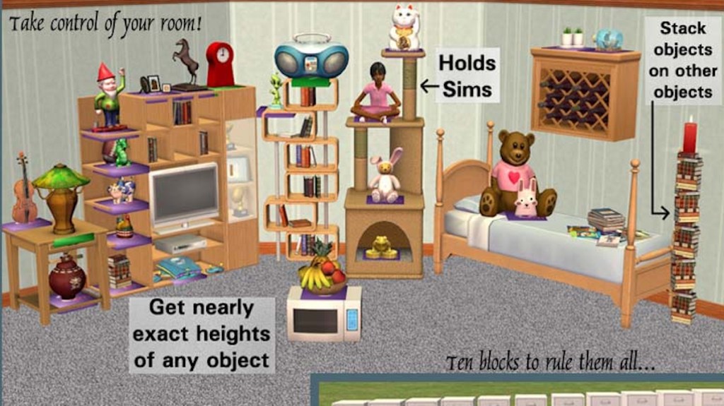 A Sim in a room filled with clutter