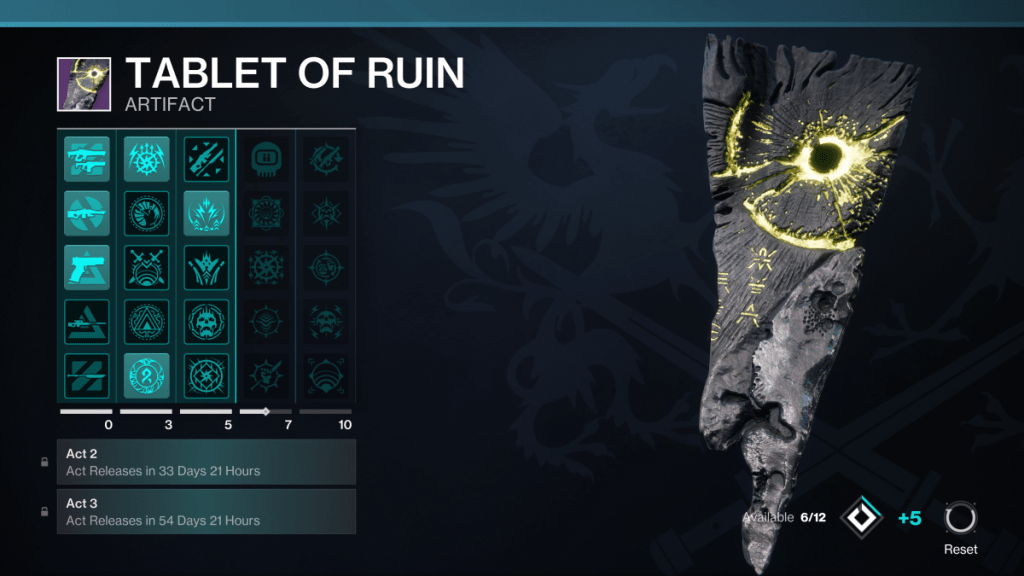 Tablet of Ruin Artifact in Destiny 2.