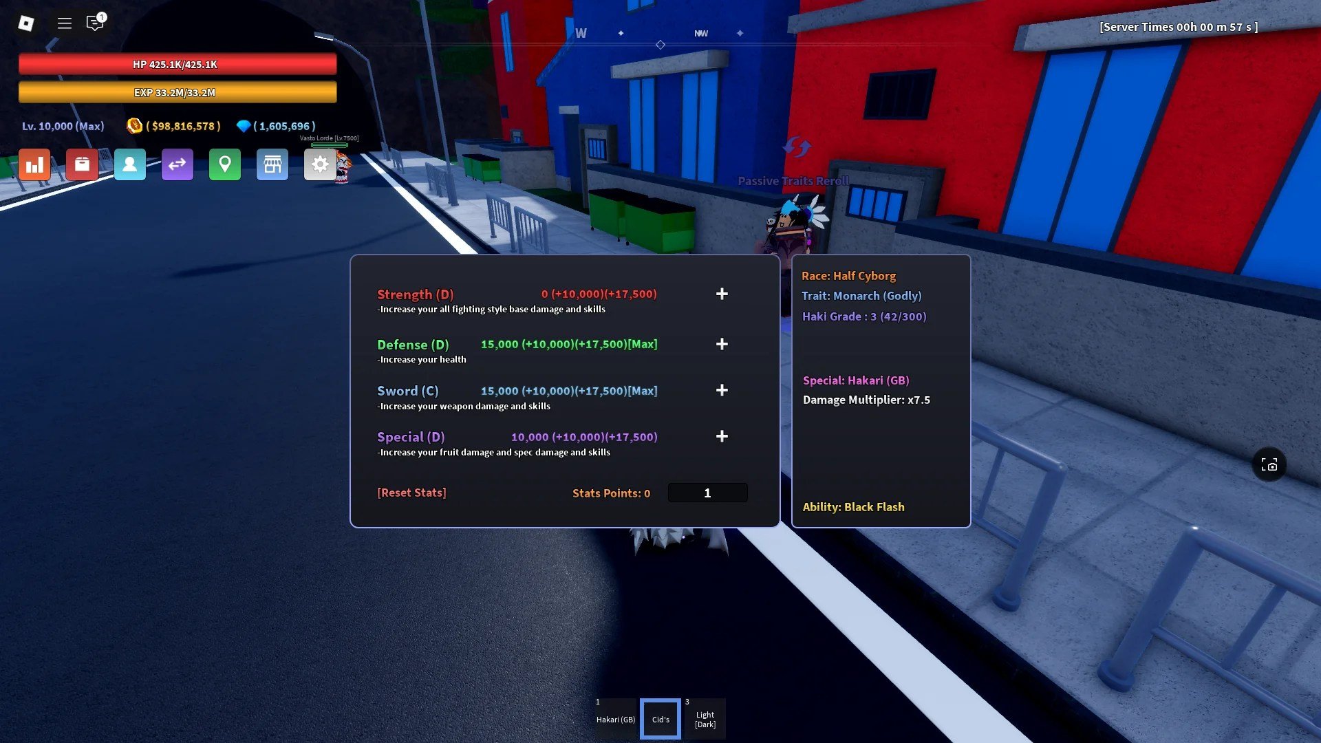 Trait Passives shown in the stats menu in Verse Piece Roblox experience