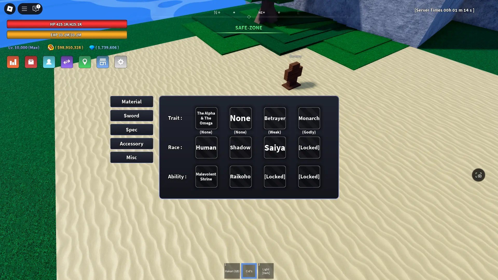 Trait passives as shown in the Trait storage in Verse Piece Roblox experience